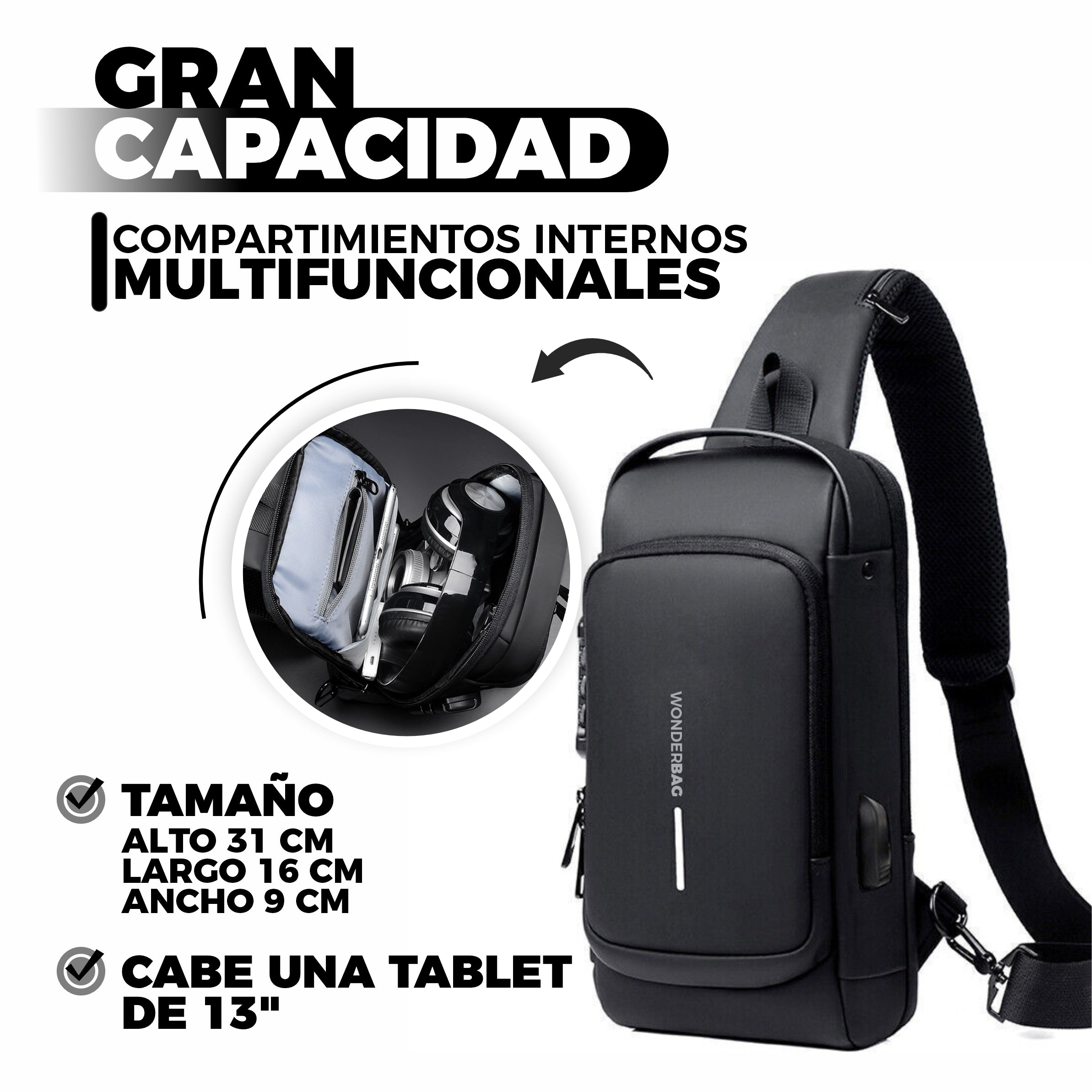 Bolso Cruzado Antirrobo y Ergonómico- Wonder Bag®
