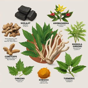 Cápsulas 8 en 1 - Shilajit Ashwagandha Rhodiola Rosea Panax y Ginseng