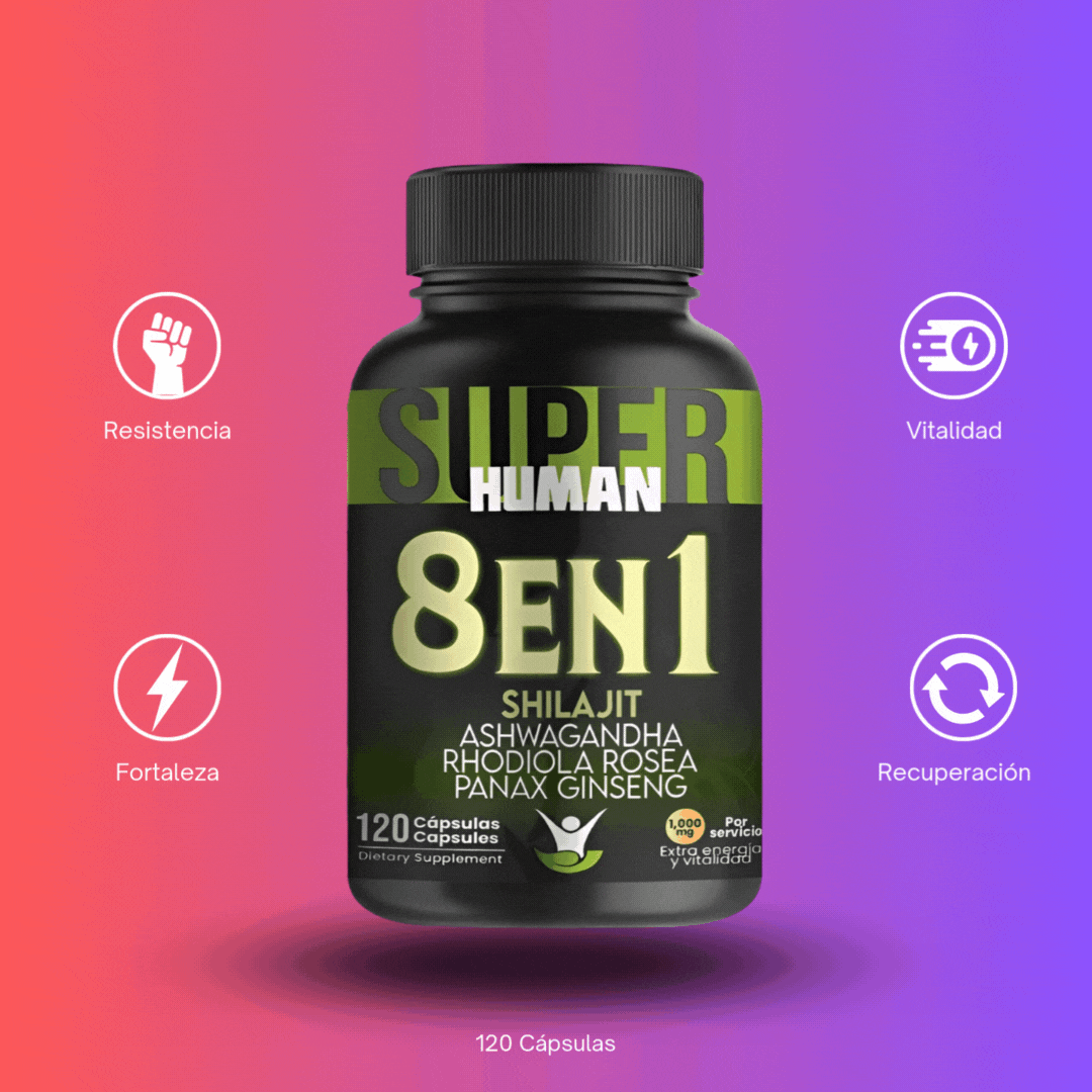 Cápsulas 8 en 1 - Shilajit Ashwagandha Rhodiola Rosea Panax y Ginseng